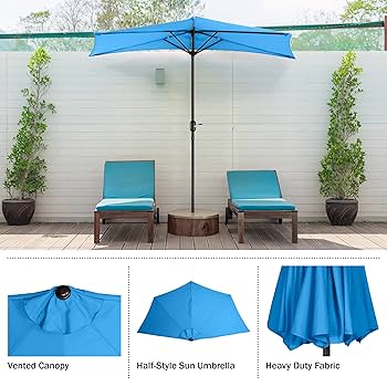 Amazon.com : Villacera Half Patio Umbrella - 9ft Outdoor